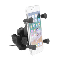 Motorcycle Phone Mount  With 5V/2A USB Charging Motorbike Motorcycle Handlebar Base Cell Phone Mount Holder Cradle