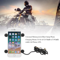 Motorcycle Phone Mount  With 5V/2A USB Charging Motorbike Motorcycle Handlebar Base Cell Phone Mount Holder Cradle