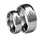 "His Queen" and "Her King" Couples Ring / TITANIUM SILVER