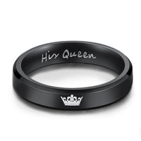 "His Queen" & "Her King" Couples Rings- GOLD/BLACK
