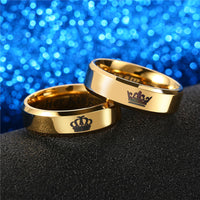 "His Queen" & "Her King" Couples Rings- GOLD/BLACK